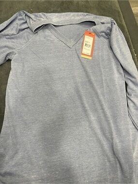 Southern Marsh  Light Blue V-Neck Long Sleeve Shirt